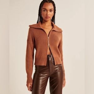 Abercrombie & Fitch Zip-Up Collared Sweater